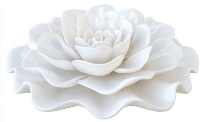 Elegant white lotus flower sculpture showcasing intricate petal details, ideal for decor