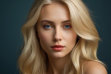 Fototapeta premium blond woman with blue eyes and long blond hair posing for a picture