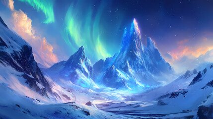 majestic towering winter snowcapped mountains