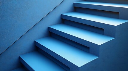 Obraz premium Blue concrete stairs ascending, modern architecture, interior design, background wall