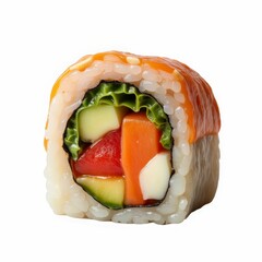 Delicious Vegetarian Sushi Roll with Colorful Vegetables and Rice Culinary Presentation