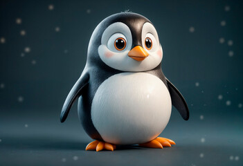 view of cartoon animated 3d penguin -  generated by ai