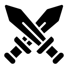 Crossed sword glyph icon representing combat mode, martial arts, and fighting scenarios