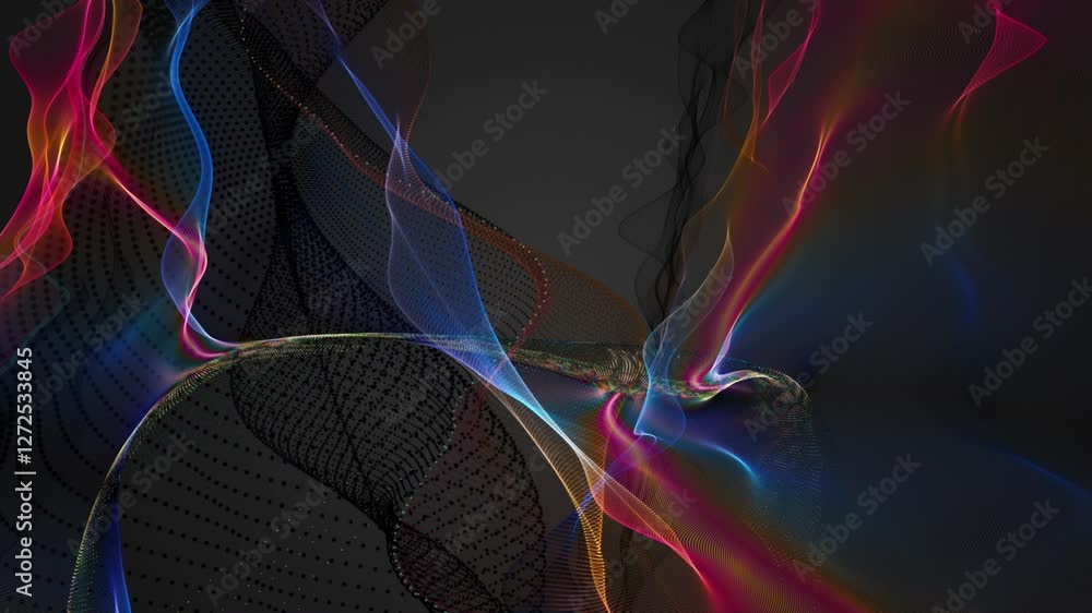 Aufkleber fantastic video animation with particle wave object in slow motion, 4096x2304 loop 4k