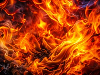 Panoramic Abstract Fire Background: Fiery Orange and Red Flames