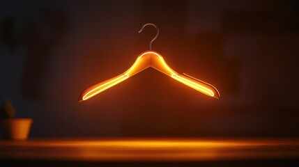 A coat hanger glowing softly in a dim room, symbolizing abortion rights. Ideal for evocative visuals