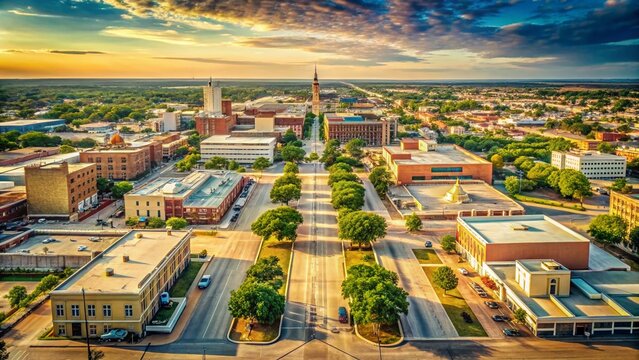 Panoramic Blueprint Map of Abilene, Texas Cityscape
