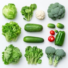 Fresh and Colorful Variety of Vegetables on a Clean White Background for Healthy Living and Nutrition Concepts