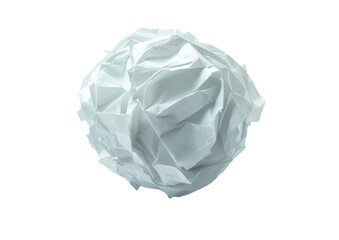 Crumpled blue paper ball with wrinkled surface isolated on a transparent background