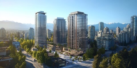 Obraz premium Office towers in an urban setting, showcasing functional and appealing design