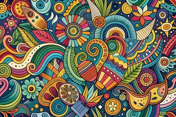Fototapeta premium Panoramic Doodle Design Templates: Abstract Shapes & Patterns for Backgrounds