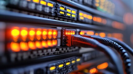 Naklejka premium Network Server Room: Data Center Technology