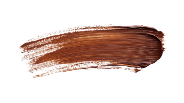 Brown paintbrush stroke with shading effect isolated on a transparent background