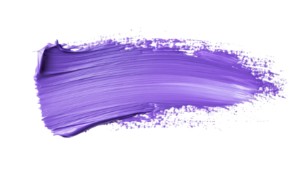 Purple brushstroke with smooth acrylic texture isolated on a transparent background