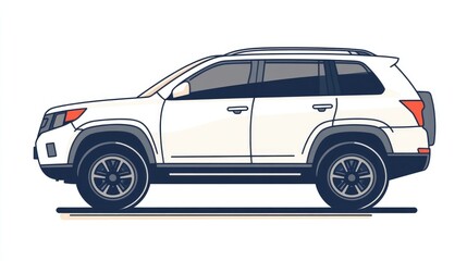 White SUV Side View Illustration