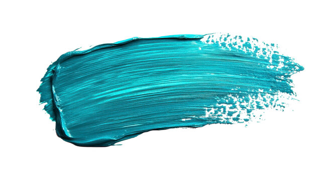 Turquoise paint smear with soft blended edges isolated on a transparent background