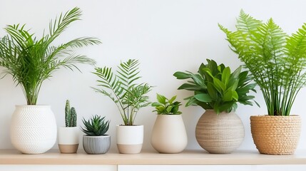 Stylish indoor plants in modern pots enhancing home decor with vibrant greenery and natural beauty : Generative AI