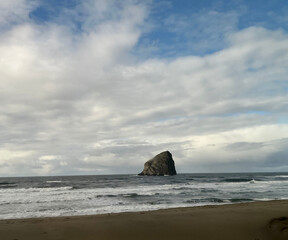 big rock in the ocean