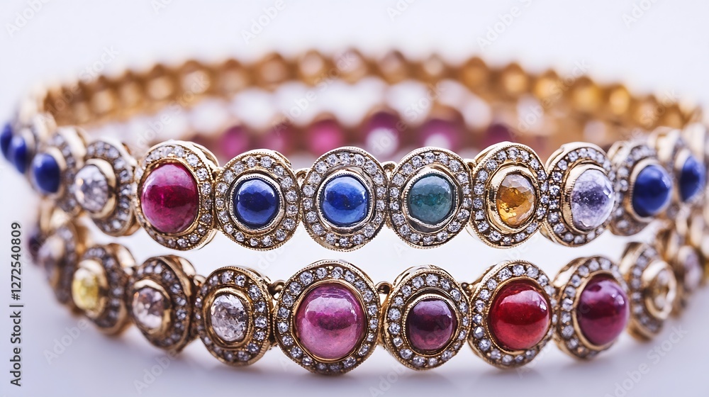 Aufkleber Elegant Multi Colored Vintage Bracelets with Intricate Design and Sparkling Gems : Generative AI