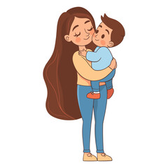 Obraz premium Illustrative depiction of a loving moment between a mother gracefully holding her child