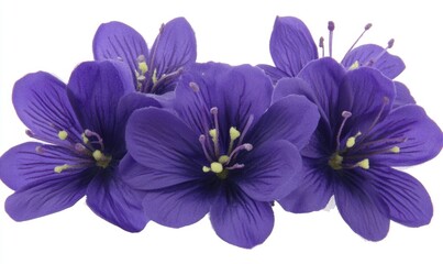 Vibrant purple flowers arranged elegantly, showcasing their intricate details against a white background