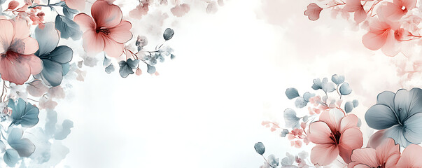 A beautiful floral frame with vibrant pink and blue flowers on a soft background.