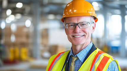 Confident engineer in safety gear, embodying professionalism and resilience in industrial expertise.
