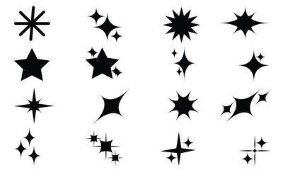 Twinkle templates stars and bursts. Decorative twinkle and bursts forms. Collection of different vector sparkling stars icon. Set of original star sparkle shapes. Abstract shine effect vector sign. 