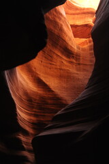 Dramatic Light Filtering Through Narrow Slot Canyon in Antelope Canyon in Arizona