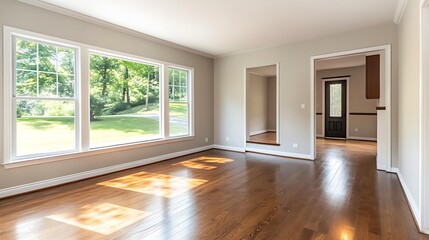Obraz premium Bright and Airy Living Room with Large Windows and Natural Light : Generative AI