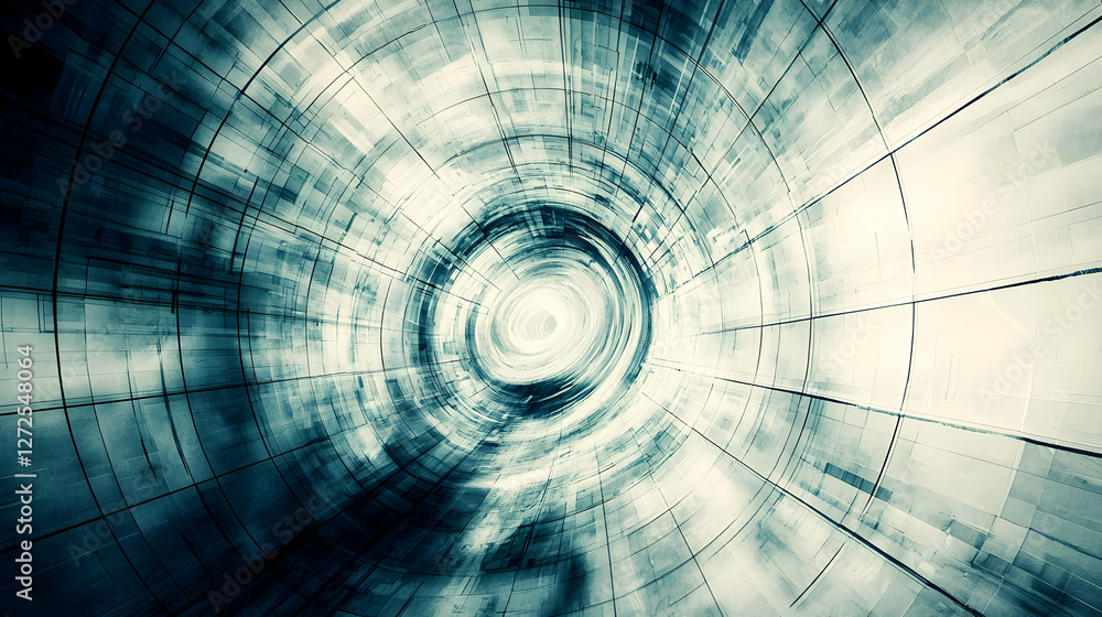 Poster abstract swirling data tunnel; tech background
