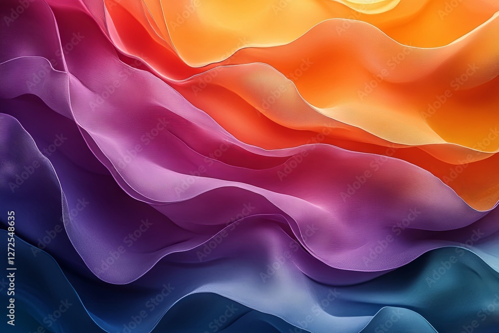 Poster abstract composition showcasing flowing, colorful layered graphics, creating a mesmerizing gradient 