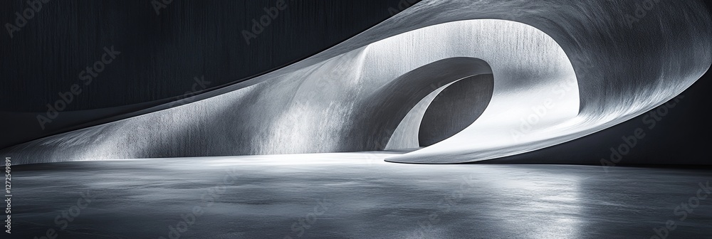 Aufkleber abstract concrete architecture: exploring curvilinear forms and interior spaces with dramatic lighti