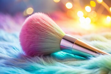 Fototapeta premium Pastel Makeup Brushes on Fluffy Cloud Background - Beauty Stock Photo