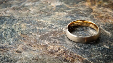 Close-Up of a Silver Ring on a Marble Slab with Soft Lighting Effects