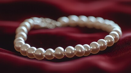 Luxurious Pearl Necklace Resting on Soft Velvet Cloth