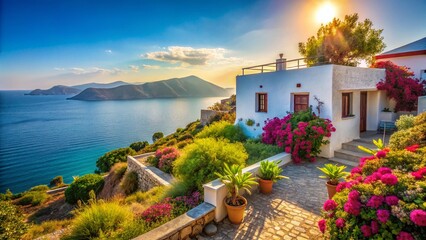 Picturesque Whitewashed House, Stavros, Crete, Greece - Stunning Mediterranean Landscape
