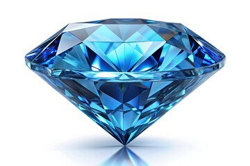 High-resolution 3D render of a stunning blue diamond, showcasing luxury gemstone jewelry against a pristine white backdrop.