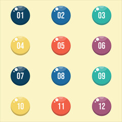 set of colorful number bullet points vector design template