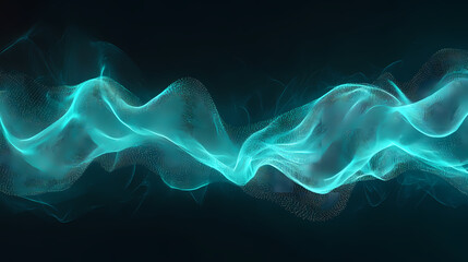 Obraz premium Abstract teal and blue swirling energy flowing waves digital art background. Dreamlike Phosphorescent Waves. Illustration