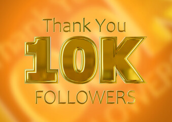 10k followers lettering Golden celebration social media poster. Thank you ten thousand subscribers