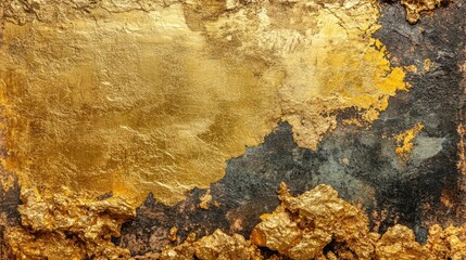 Abstract Gold Leaf Texture On Dark Background