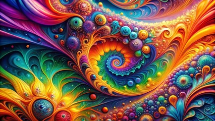 Psychedelic Trippy Background: Abstract Colorful Swirls and Vibrant Hues