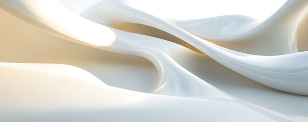 Obraz premium Abstract smooth curves in soft white tones create a serene and calming aesthetic.
