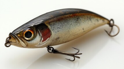 Realistic Fishing Lure Closeup on White
