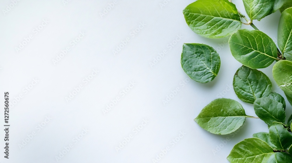 Poster fresh green leaves with soft focus on light background creating natural bio theme : generative ai