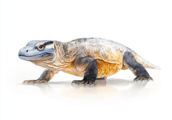 Fototapeta premium Realistic illustration of a unique prehistoric reptile resembling a large lizard with a detailed textured skin surface
