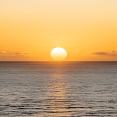 Golden Sunset Over Calm Ocean