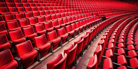 Red Stadium Seats Background: Vibrant Rows of Empty Seating for Sporting Events