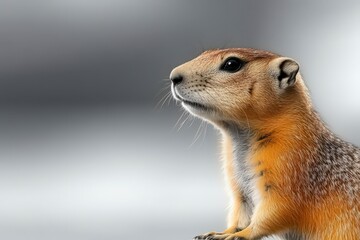 Fototapeta premium Close-Up Portrait of a Alert Prairie Dog with Detailed Fur and Engaging Expression in Natural Habitat Setting